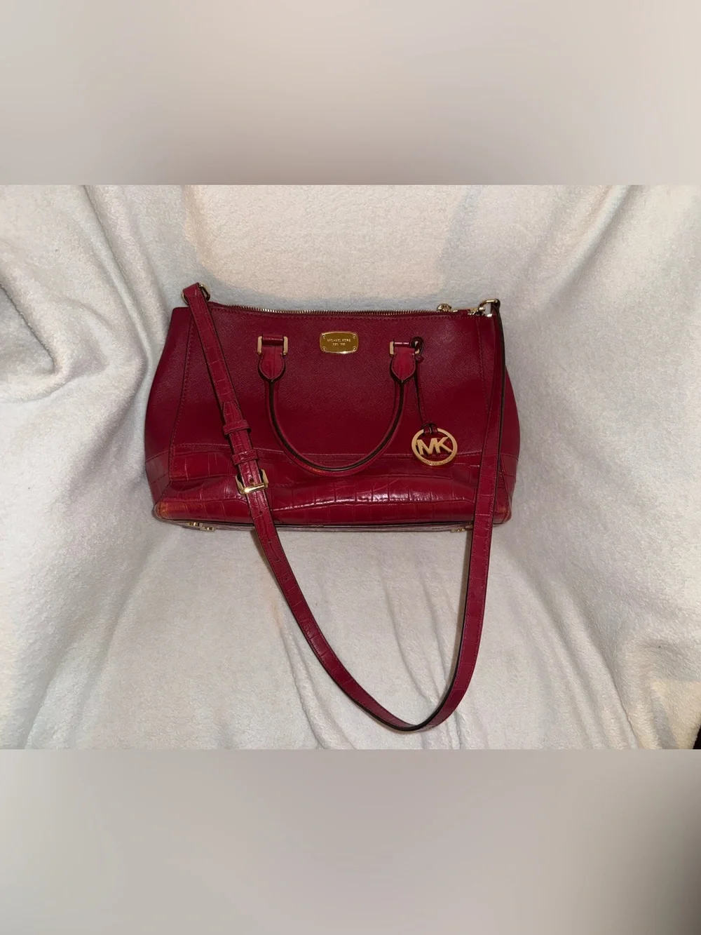Michael Kors Kellen Medium Embossed Leather Satchel with Matching Wallet